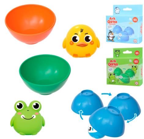 JOGO ADIVINHA PATO / PINGUIM OU SAPO COM 3 TIGELAS