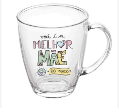 CANECA DE VIDRO PERSONALIZADA MÃE NA CAIXA 380ML