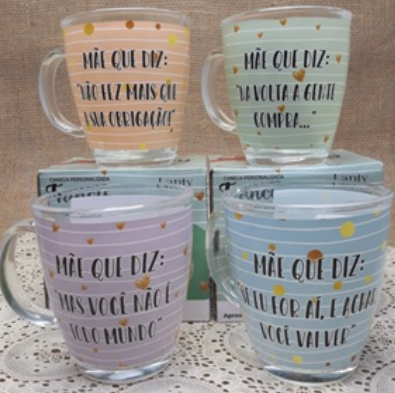 CANECA DE VIDRO PERSONALIZADA FANCY NA VOLTA 380ML NA CAIXA