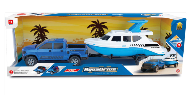 CAMINHONETE COM BARCO AQUADRIVE 54,0 X 15,0 X 18,0cm