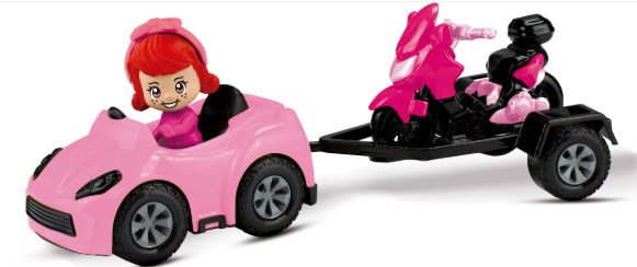 KIT BONECA COM CARRO E MOTO JOY