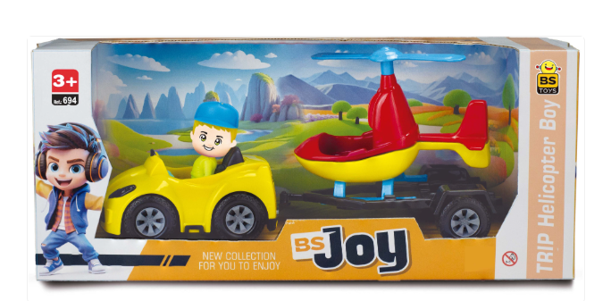 KIT BONECO COM CARRO E HELICOPTERO JOY TRIP