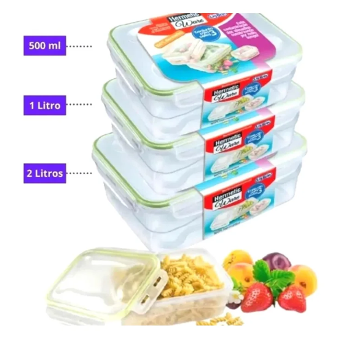 CONJUNTO 3 POTES HERMETICOS WARE RETANGULAR