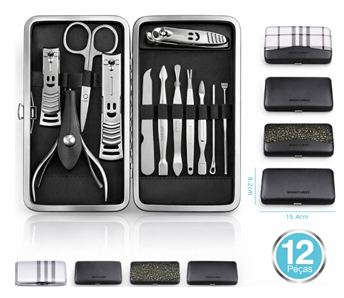Kit Manicure Estojo Portatil Com 12 Pçs Pratico/ Compacto e Multifuncional