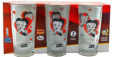 COPO AGUA 250ML BETTY BOOP SEU LAR 3PÇS