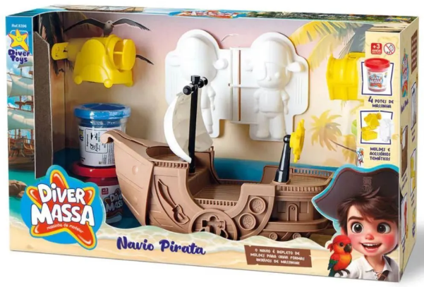 MASSINHA DE MODELAR COM ACESSORIOS NAVIO PIRATA