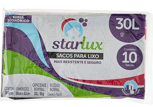 SACO PARA LIXO ALMOFADA PTO 30 LTS 10UN