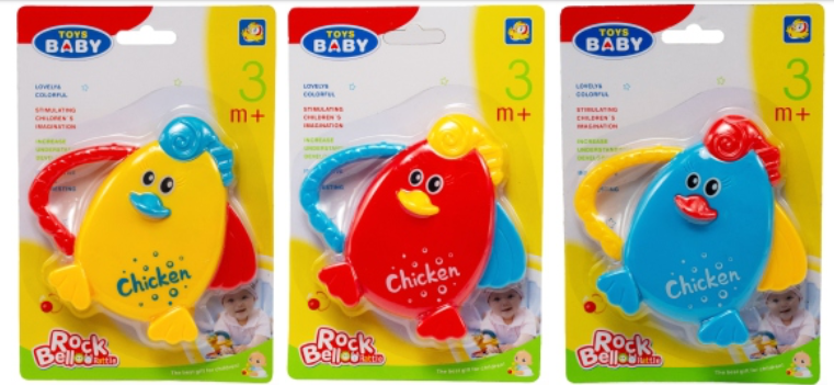 CHOCALHO INFANTIL GALINHA 13 CM X 12 CM X 2 CM