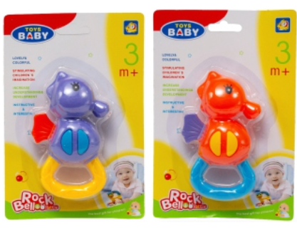 CHOCALHO INFANTIL CAVALO MARINHO 14,5 CM X 21 CM X 5 CM