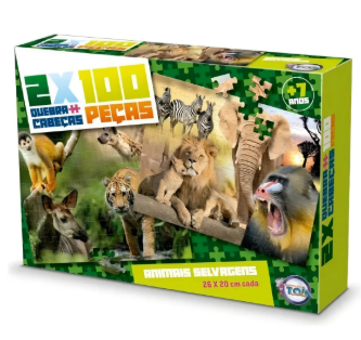 Jogo Quebra Cabeça  de Animais Selvagens 100Pçs