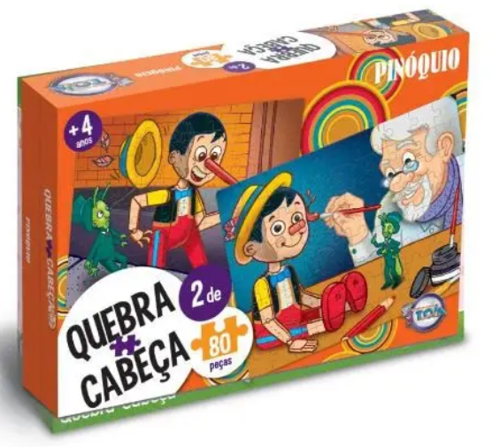 JOGO QUEBRA CABEÇA PINOQUIO 2 JOGOS COM 80 PEÇAS
