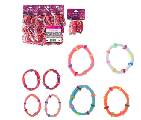 RABICO PARA CABELO ELASTICO COLORIDO COM 12 CARTELAS