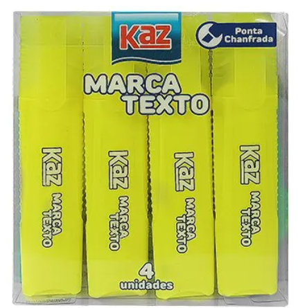 PINCEL MARCA TEXTO AMARELO FLEX PONTA CHANFRADA COM 4