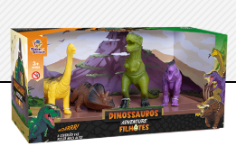 KIT DINOSSAUROS ADVENTURE FILHOTES EM VINIL 16,5x16,5x34,5cm