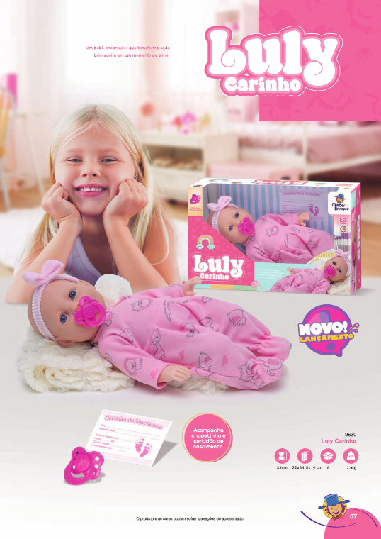 BONECA BEBE LULY CARINHO 22x34,5x14cm