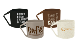 CANECA ALÇA TRIANGULO PLASTICA 400ML ESTAMPA CAFE