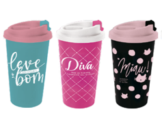 COPO VIAGEM POP PLASTICO 550ML ESTAMPA FEMININA