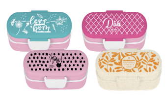 MARMITA FIT DUO CAMADAS 770ML ESTAMPA FEMININA PLASTICO
