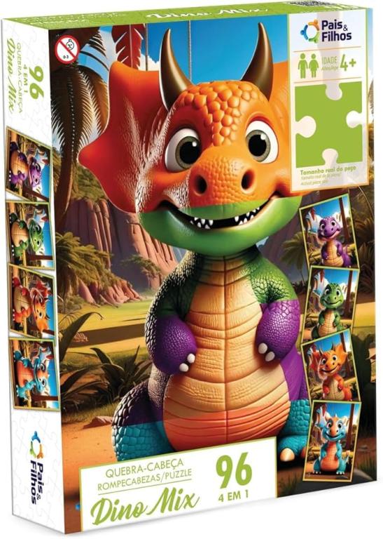 JOGO QUEBRA CABECA 96 PCS - DINO MIX UNICA