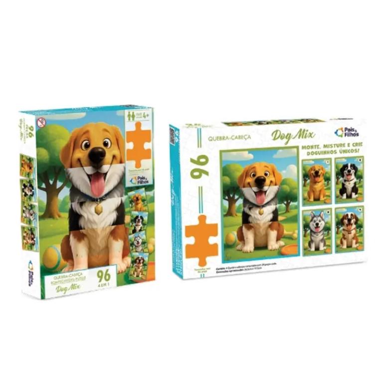 JOGO QUEBRA CABECA 96 PCS - DOG MIX UNICA