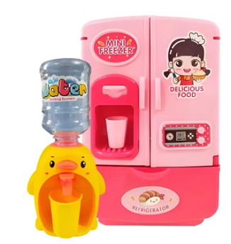 KIT MINI GELADEIRA COM ACESSORIOS  E BEBEDOURO SAI AGUA DE VERDADE