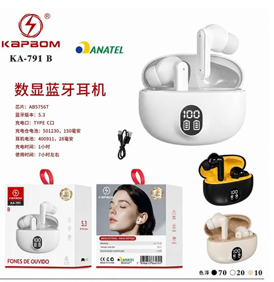 FONE DE OUVIDO BLUETOOTH COM VISOR DIGITAL KAPBOM