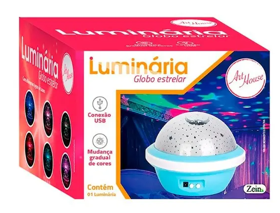 LUMINARIA GLOBO ESTRELAR 13,5CM COM CABO USB