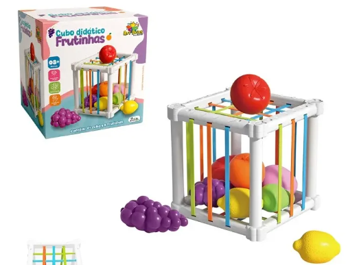 CUBO BABY SENSORIAL CORDA ELASTICA COM 6 FRUTINHAS