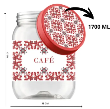 POTE PLASTICO MANTIMENTO 1.700 ML DECORADO LISBOA CAFE