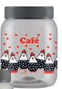 POTE PLASTICO MANTIMENTO 1.700 ML DECORADO GALINHA CAFE