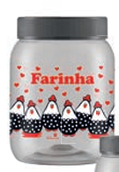 POTE PLASTICO MANTIMENTO 1.700 ML DECORADO GALINHA FARINHA