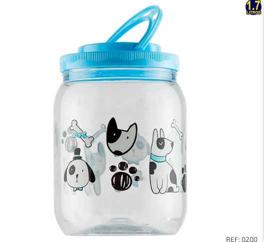 POTE PLASTICO MANTIMENTO DECORADO DOG AZUL 1.700 ML