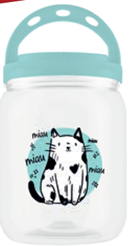 POTE PLASTICO MANTIMENTO FOSCO 3.600ML GATO TAMPA COM ALÇA