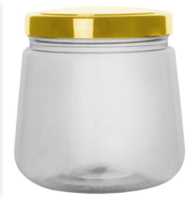 Pote Plastico Cristal Com Tampa Dourada 1200ml