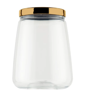POTE PLASTICO CRISTAL 2.100 ML TAMPA DOURADO