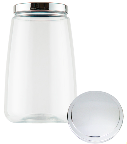 POTE PLASTICO CRISTAL 3.000 ML TAMPA METALIZADA PRATA