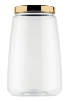 POTE PLASTICO CRISTAL 3.000 ML TAMPA METALIZADA DOURADO