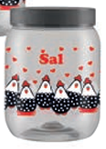 POTE PLASTICO MANTIMENTO 1.000 ML DECORADO GALINHA SAL