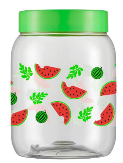 POTE PLASTICO MANTIMENTO 1.000 ML  DECORADO MELANCIA