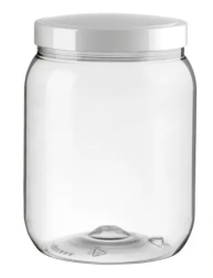 Pote Plastico Cristal Tampa Branca Mantimento 1 Litro