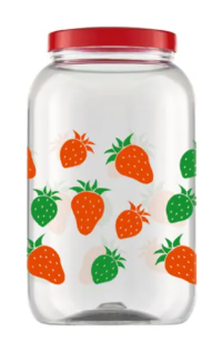 Pote Plastico Com Tampa Decorado Morango 2700 ML