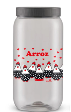 POTE PLASTICO MANTIMENTO 2.700 ML DECORADO GALINHA ARROZ