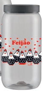 POTE PLASTICO MANTIMENTO 2.700 ML DECORADO GALINHA FEIJÃO