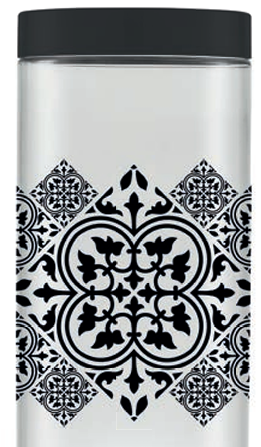 POTE PLASTICO 1.500 ML AZULEJO ARTESANAL PRETO