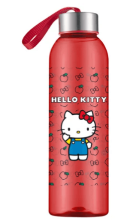 GARRAFA SQUEEZE VERMELHA 800ML HELLO KITTY CORAÇÕES