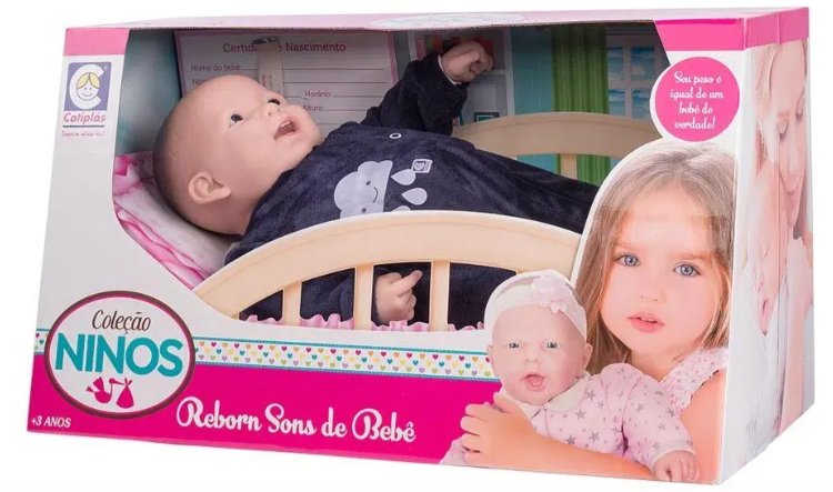 BONECA COLEÇÃO NINOS REBORN COM DENTINHO SONS DE BEBE