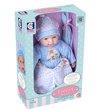 BONECA EVELLYN REBORN SONINHO MENINO COM SACO DE DORMIR