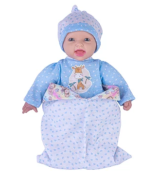 BONECA EVELLYN REBORN SONINHO MENINO COM SACO DE DORMIR