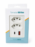 TOMADA 2 ENTRADAS COM USB ENTRADA TIPO-C 2.4A