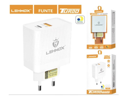 FONTE TURBO PD USB COM ENTRADA USB /C 25W TURBO LEHMOX